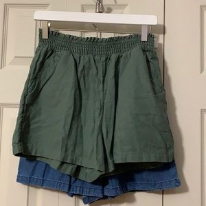 Linen/rayon comfy pull on shorts set of 2